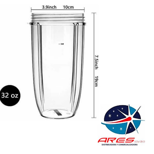 Vaso 32 Oz+Tapa+Aro Para Nutribullet 600-900W