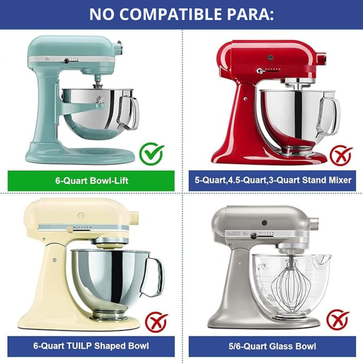 Batidor De Borde Flexible Para Kitchenaid De 6/4 De Galon