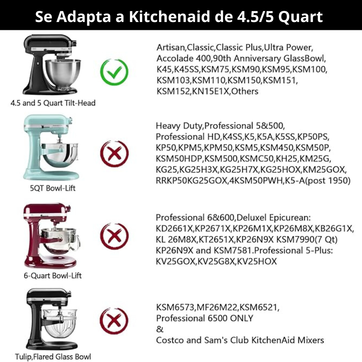 Batidor De Borde Flexible Para Kitchenaid De 4.5/5 de galón