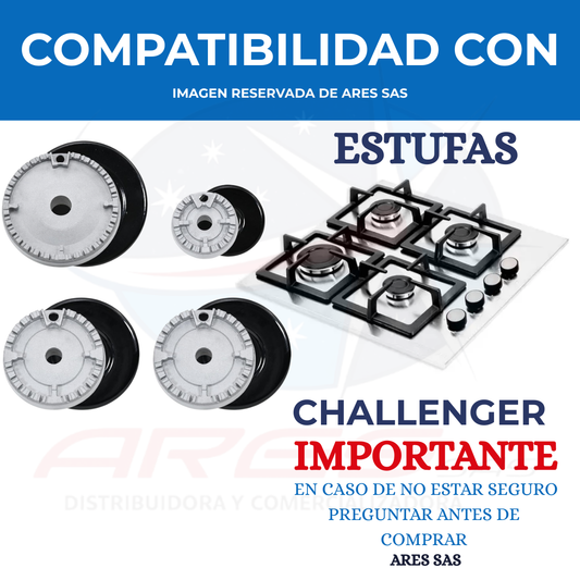 Juego X4 De Quemadores Challenger Con Tapa Para Estufa A Gas
