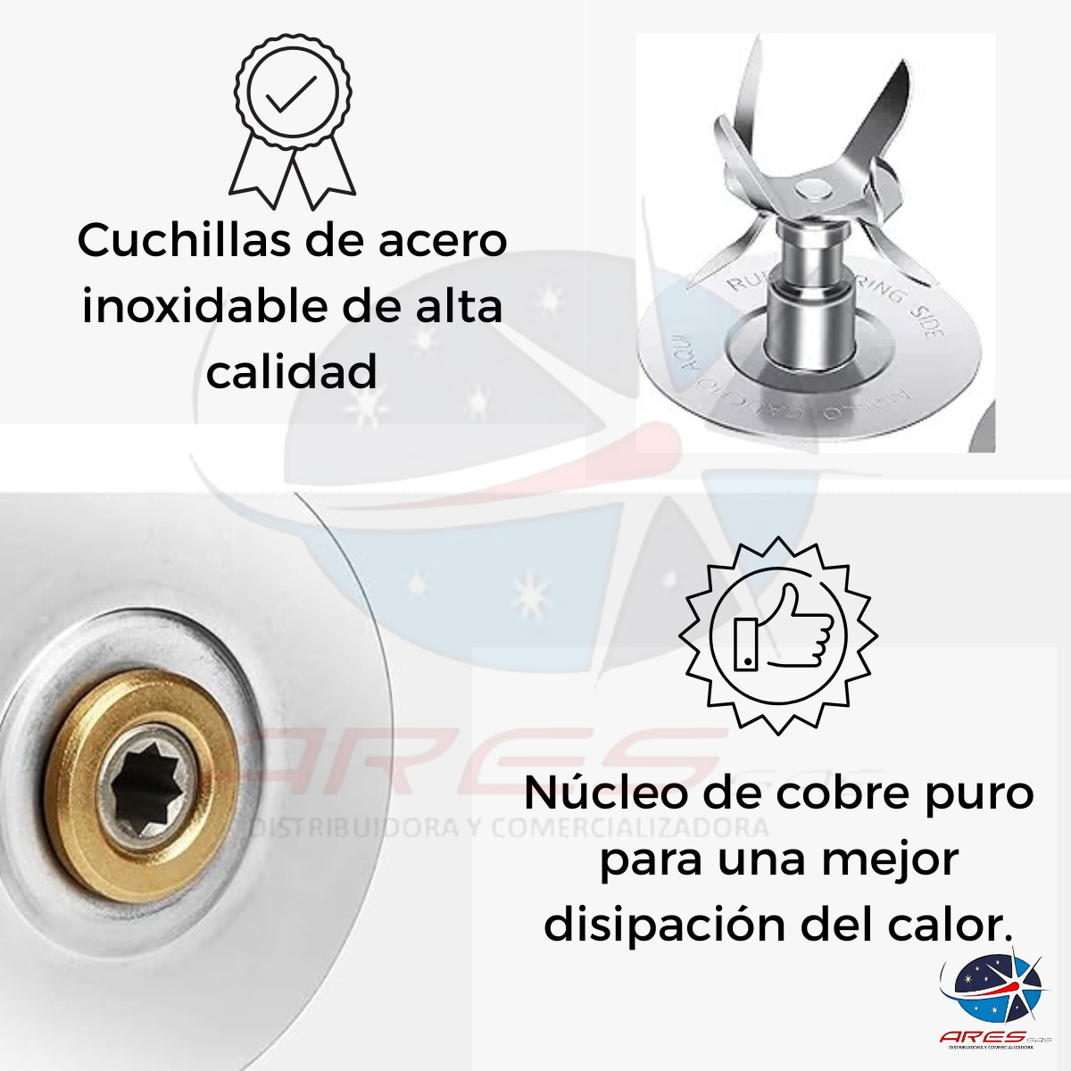 Kit Vaso Cuadrado + Base + Cuchilla 6 Aspas Para Licuadora Oster