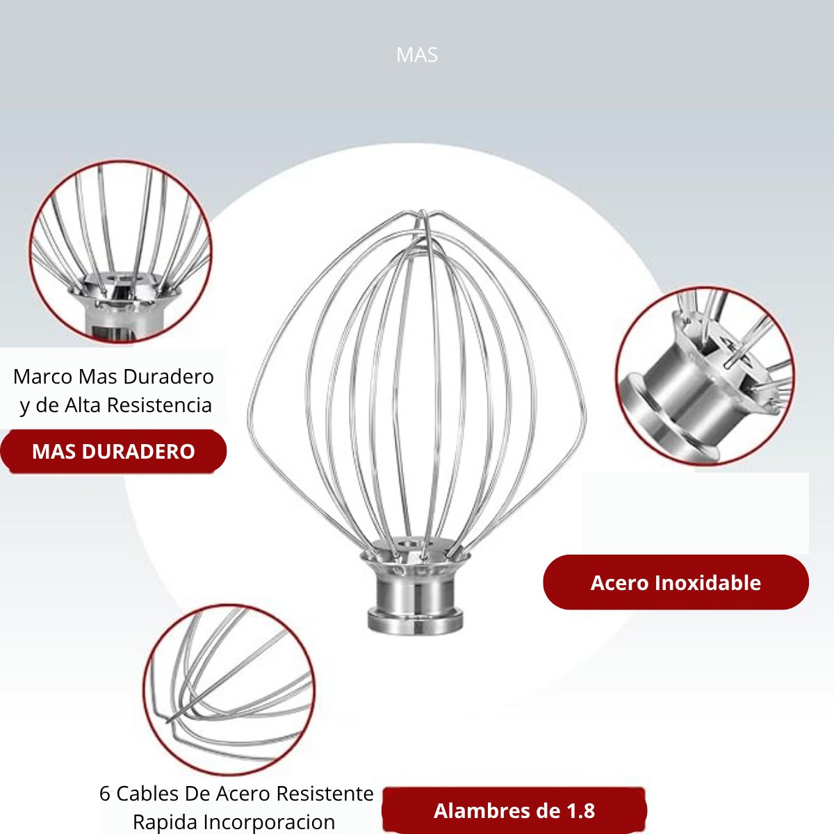 BATIDOR DE 6 ALAMBRES PARA KITCHENAID 4.5 / 5 QT – MODELO K45WW