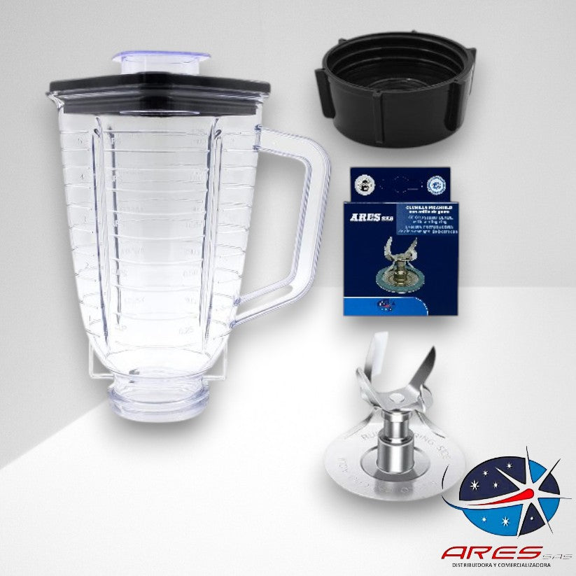 Kit Vaso Cuadrado + Base + Cuchilla 6 Aspas Para Licuadora Oster