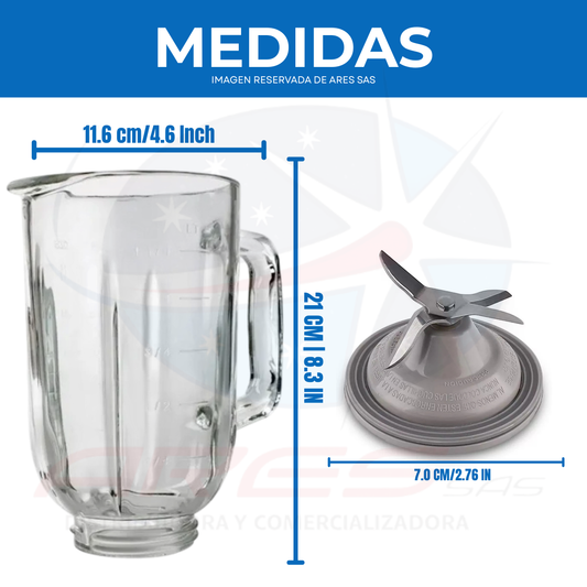 Kit De Vaso+ Cuchilla +Base Para Licuadora Durapro/turbopro