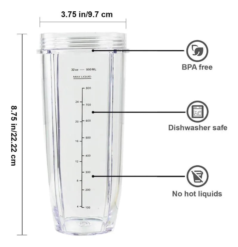 Kit Vaso + Cuchilla Para Licuadora Nutri Ninja De 7 Aletas