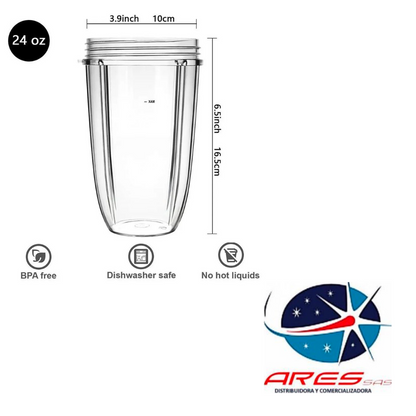 Vaso  de 24 Oz+ Aro para Nutribullet 600-900 watts
