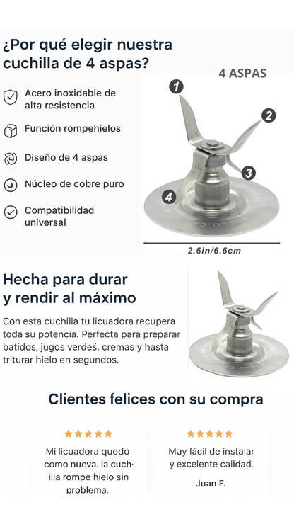 Kit Vaso Cuadrado + Base + Cuchilla 4 Aspas Para Licuadora Oster