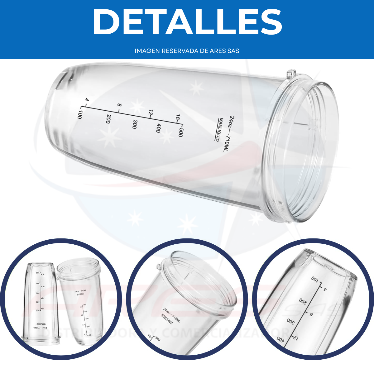 Kit Vaso + Cuchilla Para Licuadora Nutri Ninja De 7 Aletas