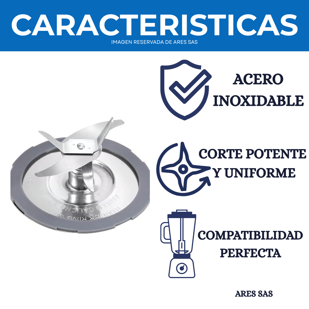 Cuchilla Xpert 6 Aspas + Acople Para Licuadora Oster Xpert Reversible
