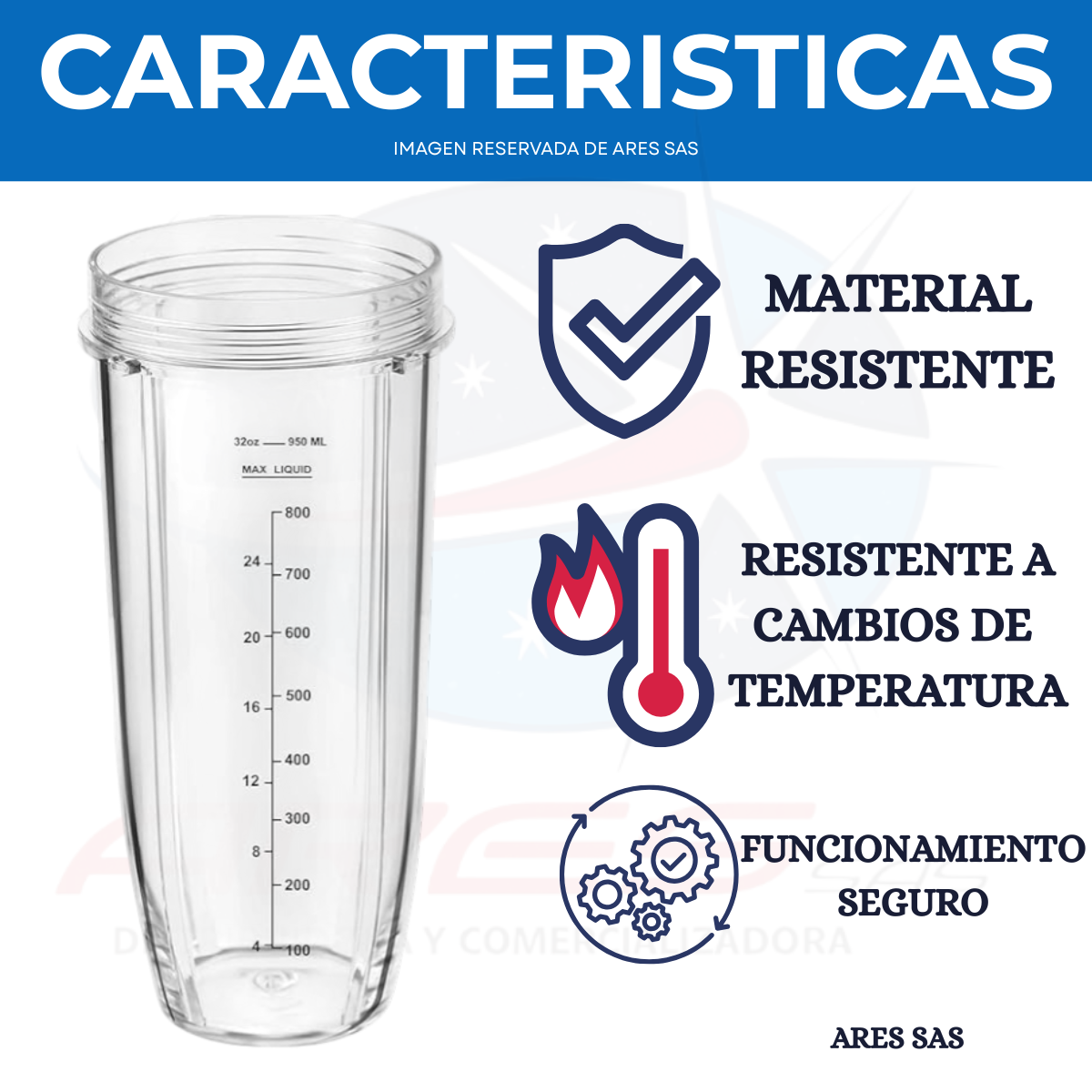 Kit Vaso + Cuchilla Para Licuadora Nutri Ninja De 7 Aletas