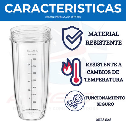 Kit Vaso + Cuchilla Para Licuadora Nutri Ninja De 7 Aletas