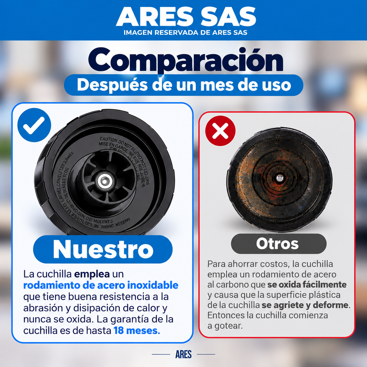 Cuchilla 7 Aletas Para Licuadora  Acople Hembra