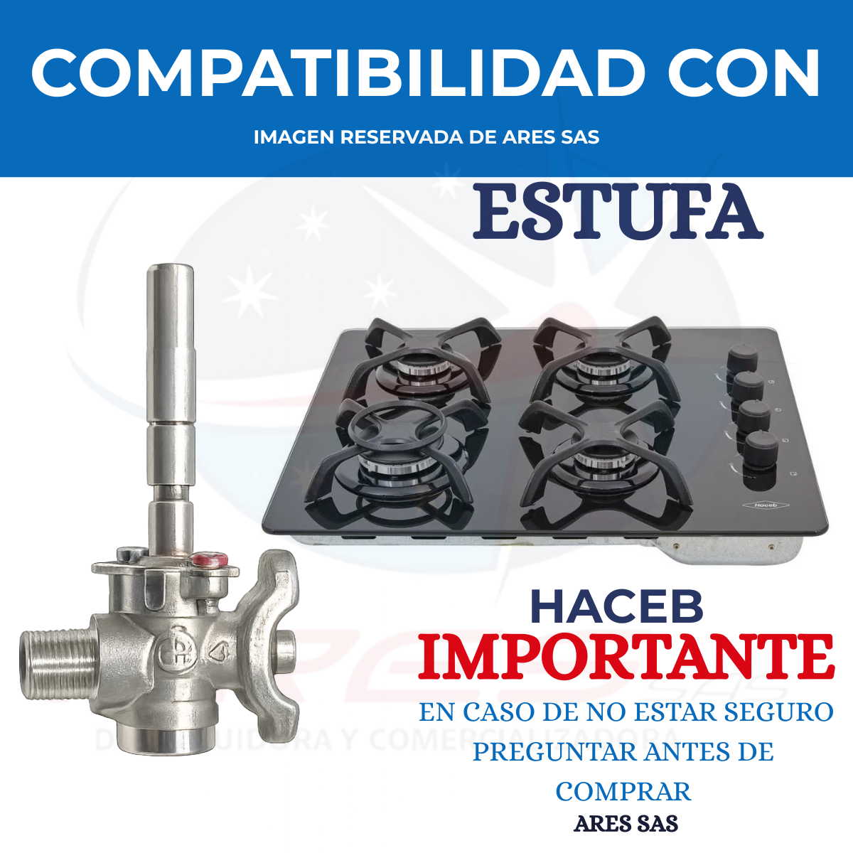 Valvula Brida Larga Aluminio Para Estufa Haceb
