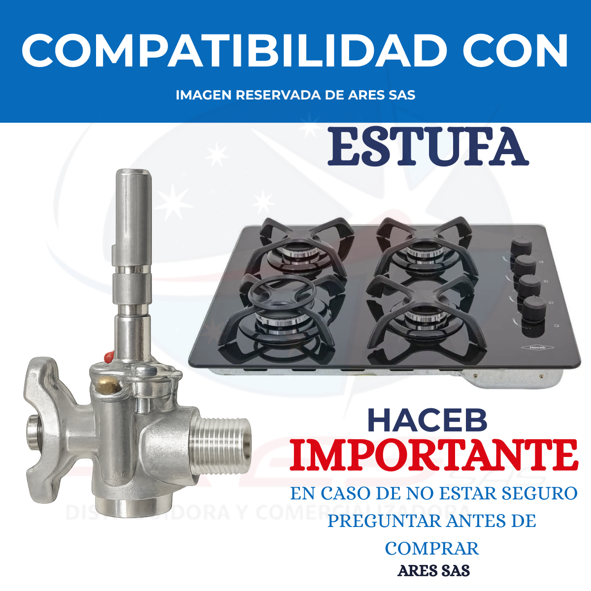 Valvula Brida Corta Aluminio Para Estufa Haceb