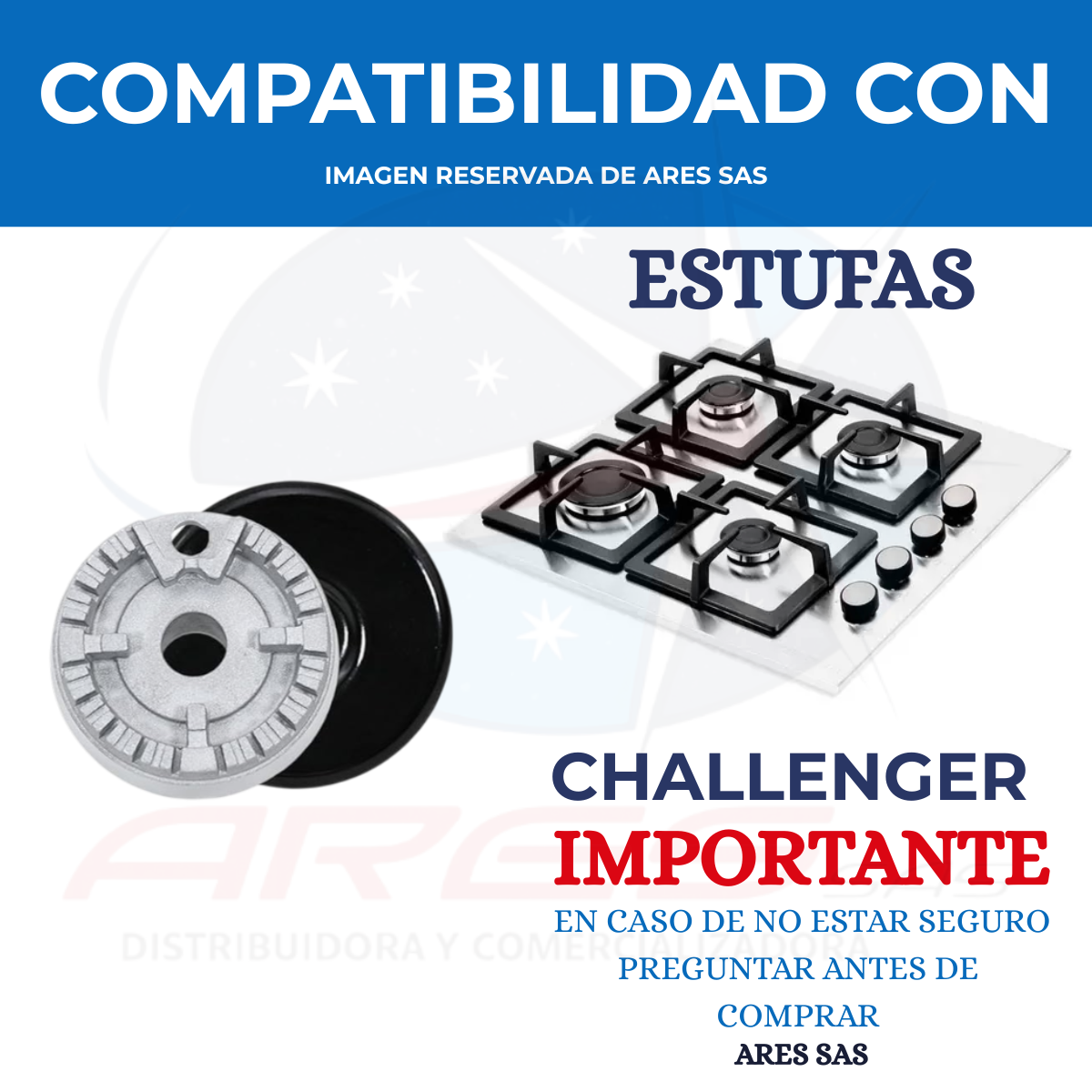 Difusor Pequeño Con Tapa Para Estufa CHALLENGER