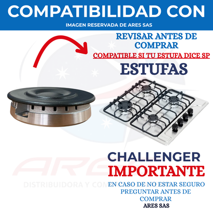 Quemador + Tapa SemiRapido Para Estufa Challenger SP