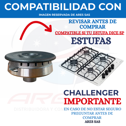 Quemador + Tapa Auxiliar Para Estufa Challenger SP