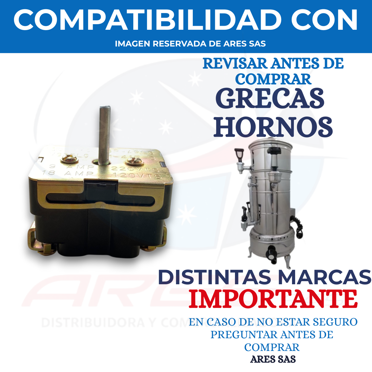 Repuesto Para Estufa Eléctrica Control 3 Calores Antiguo