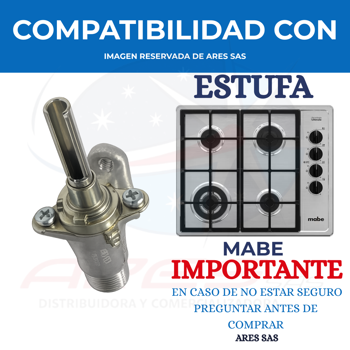 Valvula Recta Para Estufa Mabe