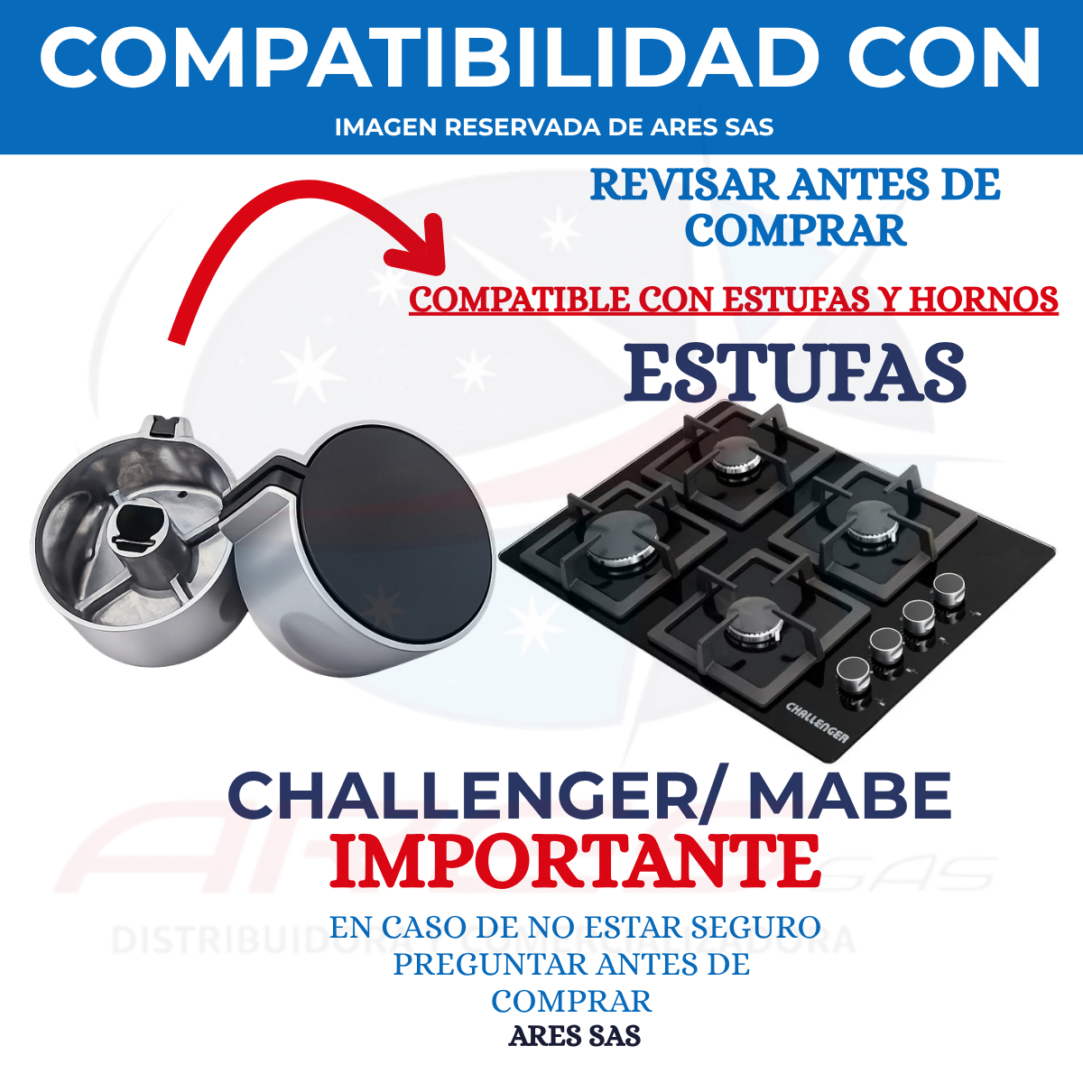 Perilla Para Estufa Y Horno Challenger X2