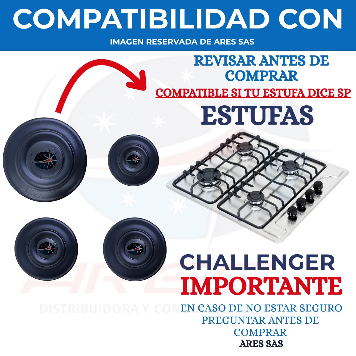 Juego X3 Tapas De Alto Rendimiento Para Estufa Challenger Sp