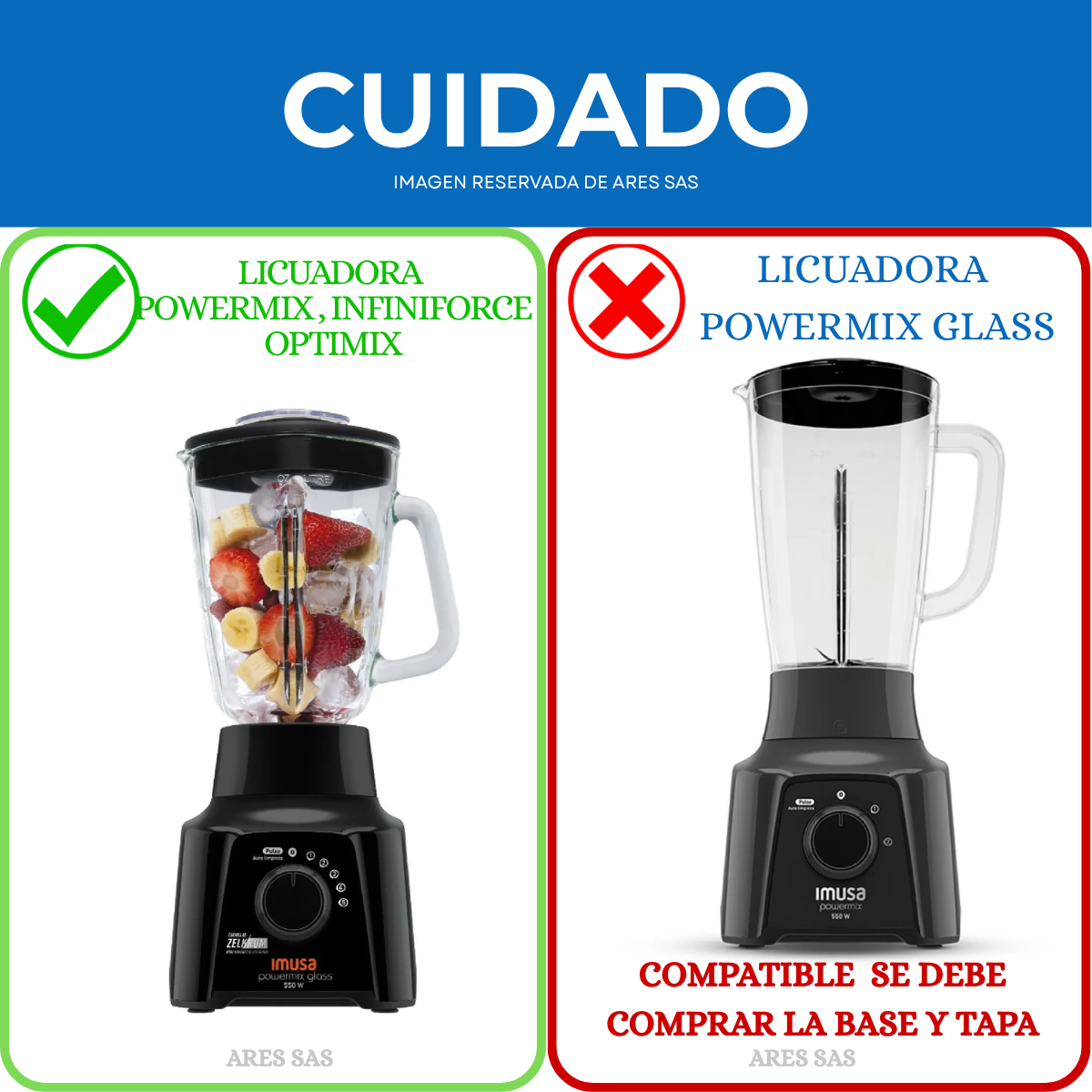 Vaso + Cuchilla Para Licuadora Imusa Infinyforce-Powermix