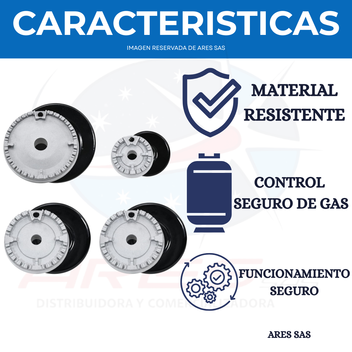 Juego X4 De Quemadores Challenger Con Tapa Para Estufa A Gas