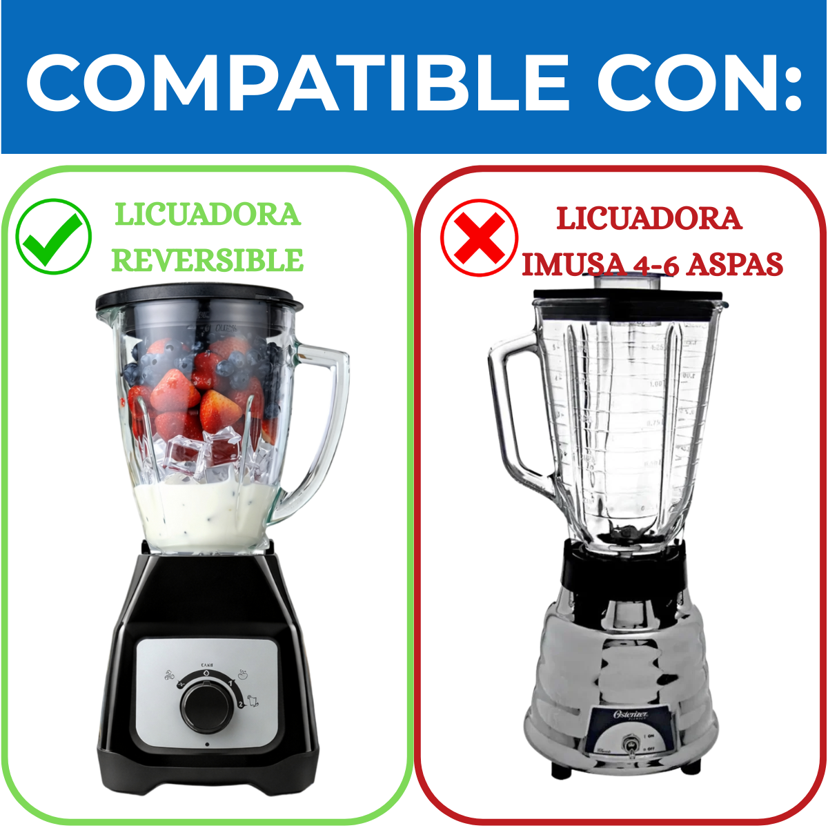 Vaso Vidrio Para Licuadora Oster Reversible