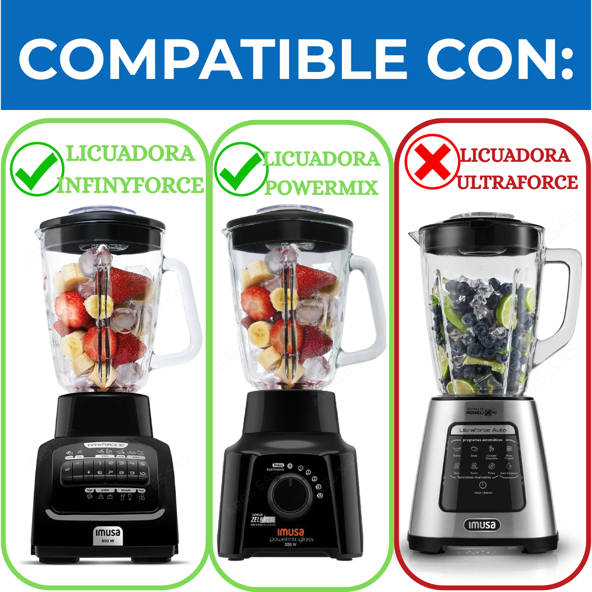 Vaso Vidrio Genérico Para Licuadora Imusa Infiny Force