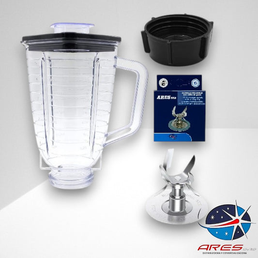 Kit Vaso Cuadrado + Base + Cuchilla 6 Aspas Para Licuadora Oster