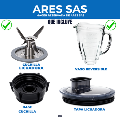 Kit Vaso Reversible + Cuchilla + Base + Tapa para Licuadora Oster