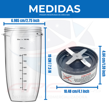 Kit Vaso 32 OZ + Cuchilla Para Licuadora Nutribullet