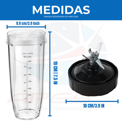 Kit Vaso + Cuchilla Para Licuadora Nutri Ninja De 7 Aletas