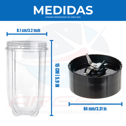 Kit Vaso 16 Oz+Base Cuchilla Para Magic Bullet