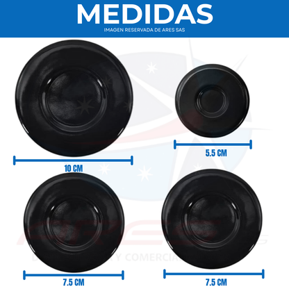 Juego X4 De Quemadores Challenger Con Tapa Para Estufa A Gas