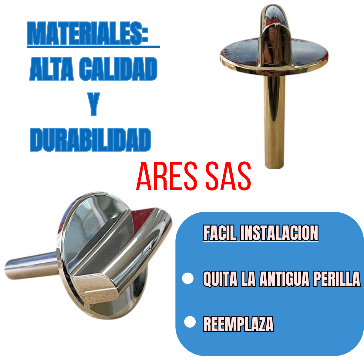 Kit X4 Perillas Cromadas Para Estufa Mabe Vástago Largo