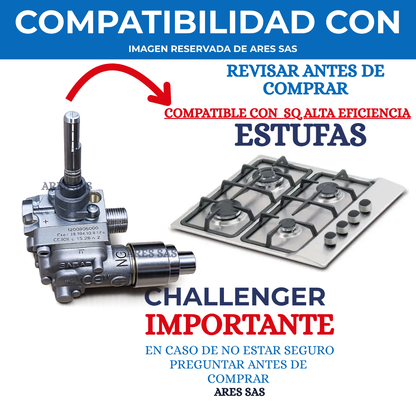 Valvula Para Estufa Challenger Aluminio SQ6765, SQ6767
