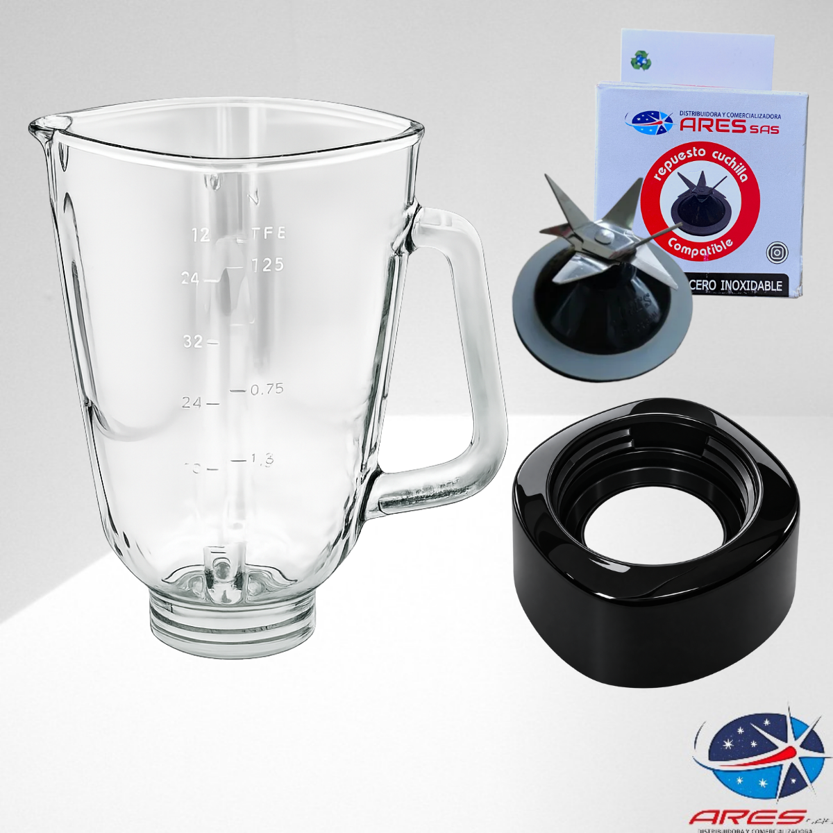 Vaso Vidrio Imusa + Cuchilla + Base Para Licuadora Imusa