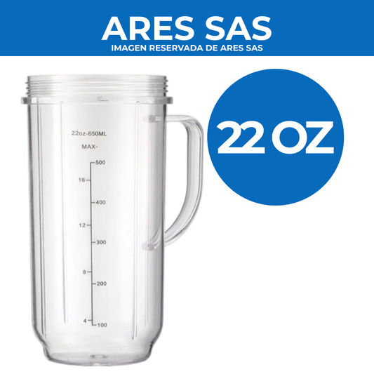Vaso 22Oz + Cuchilla + Tapa  Para Licuadora MagicBullet