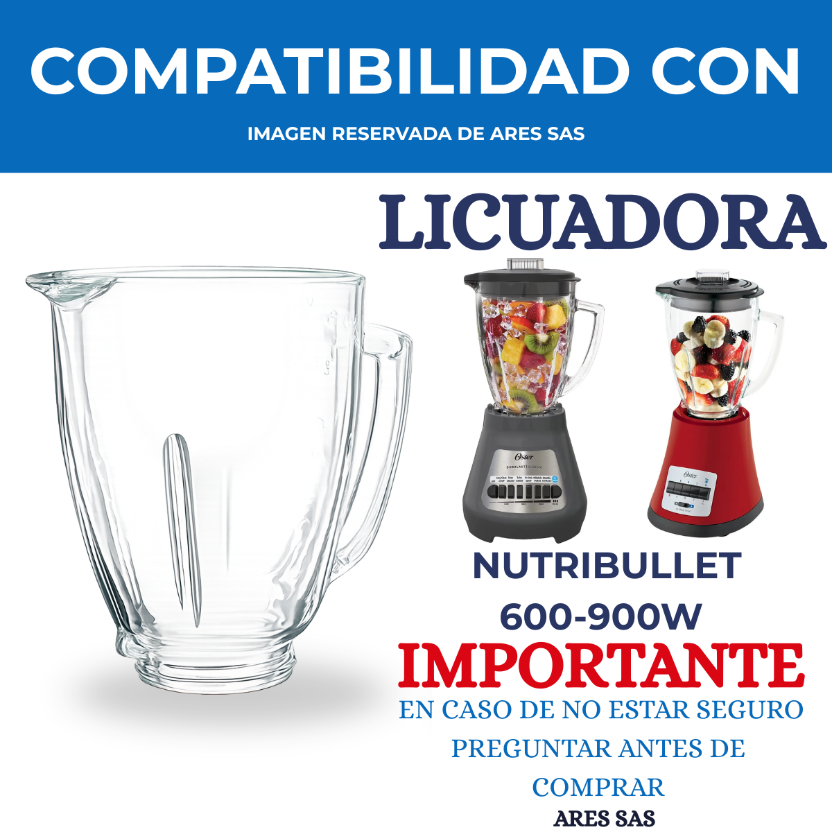 Vaso Para Licuadora Oster Reversible/All drive