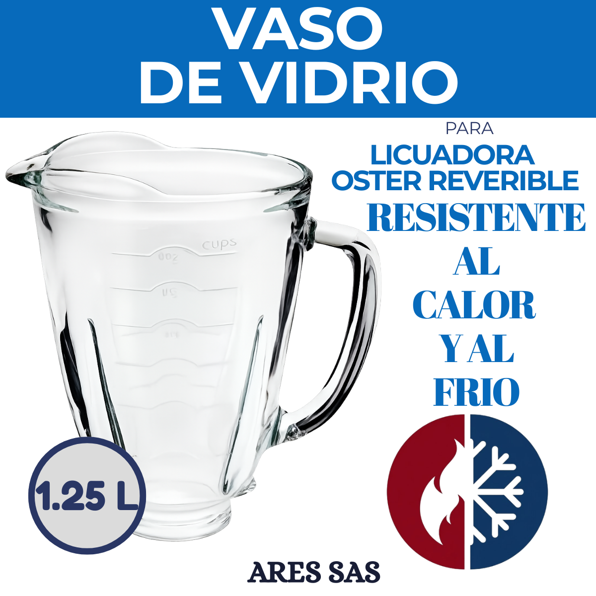 Kit Vaso Reversible + Tapa Para Licuadora Oster Reverible