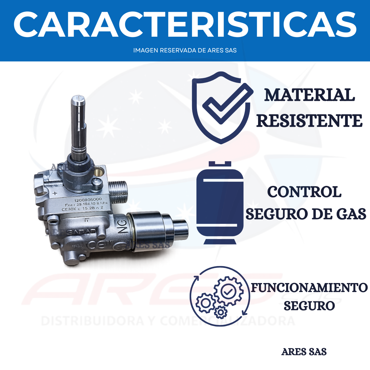 Valvula Para Estufa Challenger Aluminio SQ6765, SQ6767