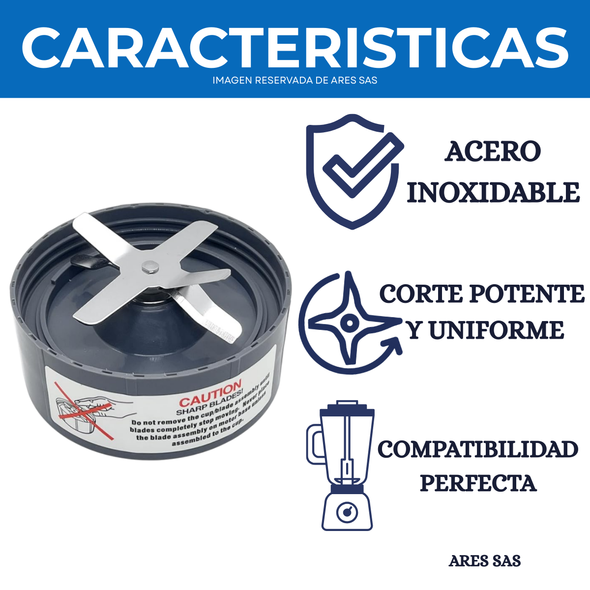 Cuchilla de Repuesto para Licuadora NutriBullet 600W y 900W