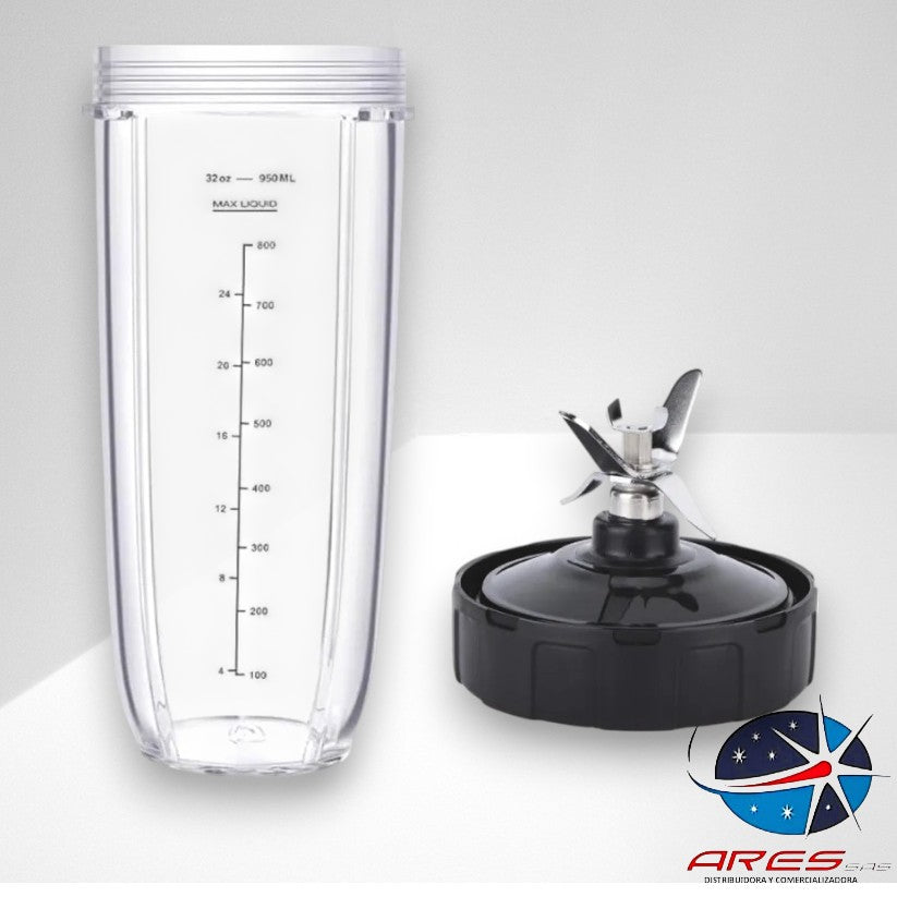 Kit Vaso + Cuchilla Para Licuadora Nutri Ninja De 7 Aletas
